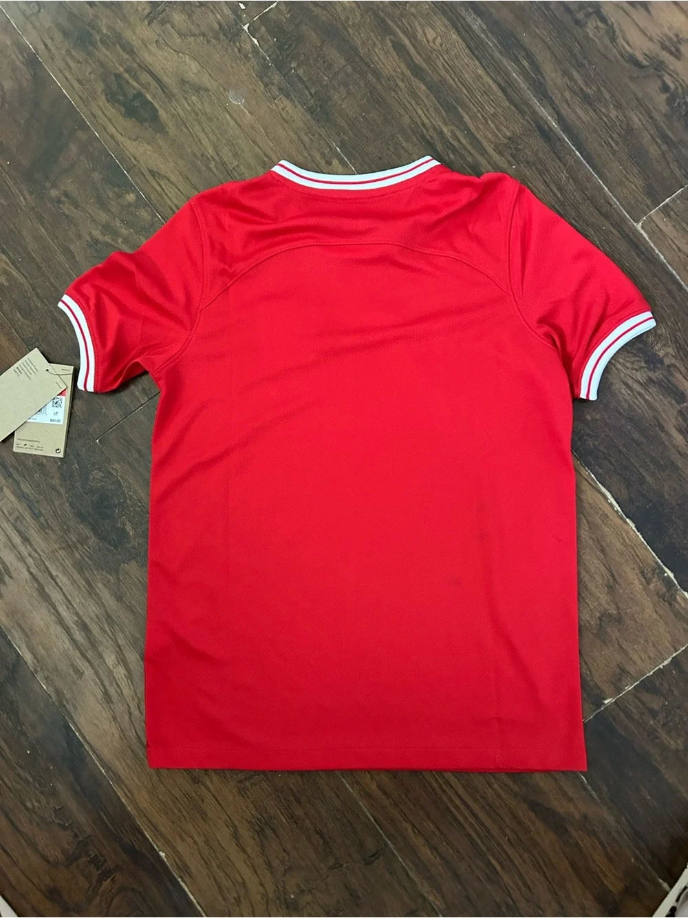 Nike Red and White Kids Soccer Jersey with Poland Tag